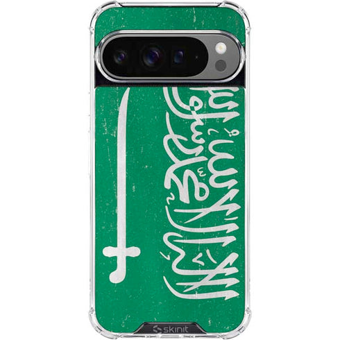 Saudi Arabia Flag Distressed Google Pixel 10 Pro XL Clear Case